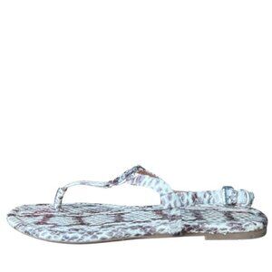 COACH Jazmin PTE Snakeskin Print Natural Thong T Strap Logo Sandal Size 7.5
